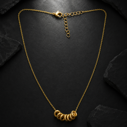 Gold Multi Ring Pendant Necklace