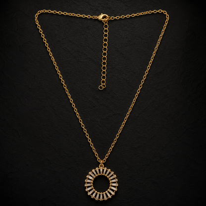 Gold Round Stone Pendant Necklace
