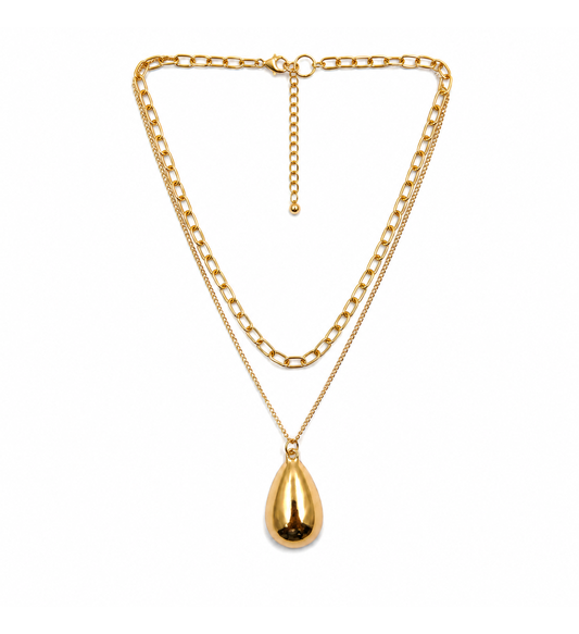 Layered Teardrop Pendant Necklace