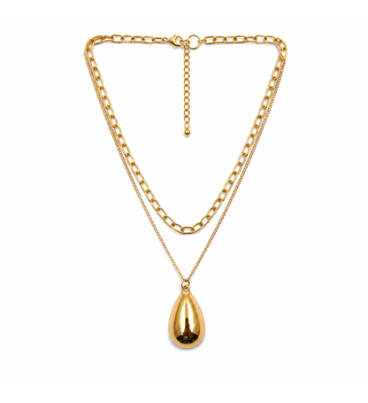 Layered Teardrop Pendant Necklace