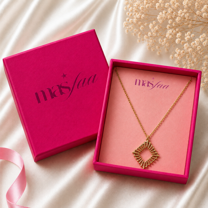 Gold Geometric Sunburst Pendant Necklace