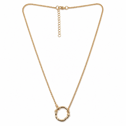 Gold Circular Ring Pendant Necklace