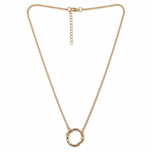 Gold Circular Ring Pendant Necklace