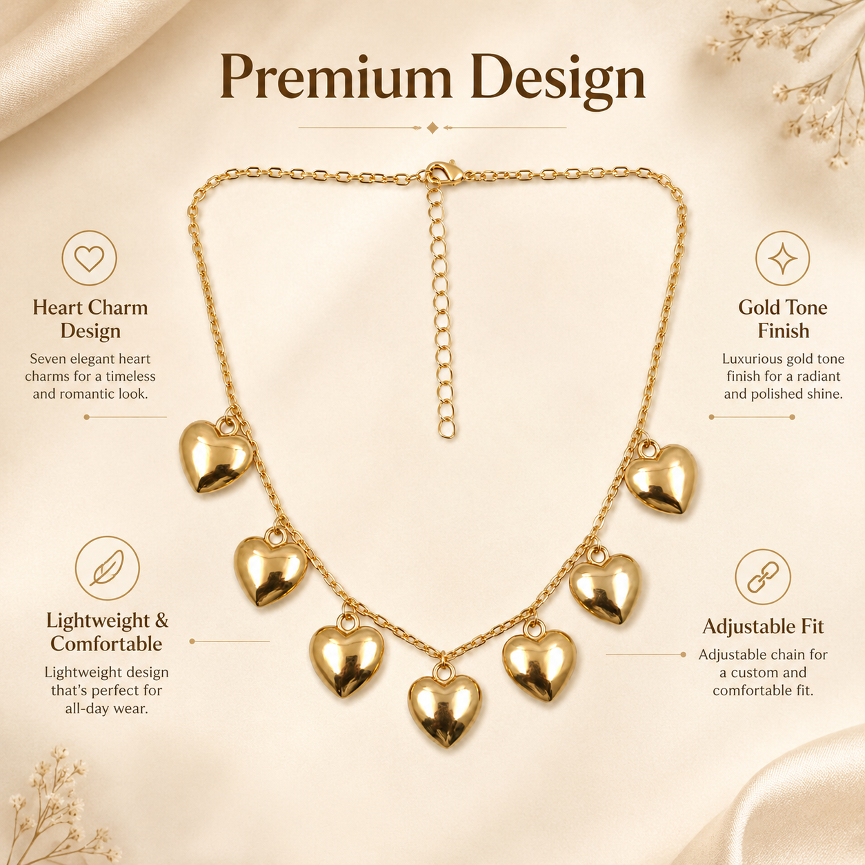 Multi Heart Charm Necklace