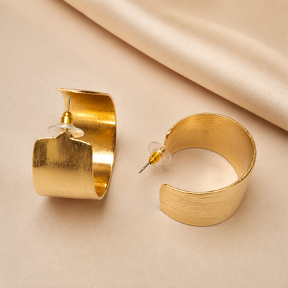 Gold Brushed Wide Hoop Earrings