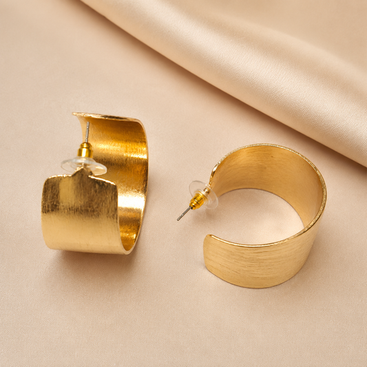 Gold Brushed Wide Hoop Earrings
