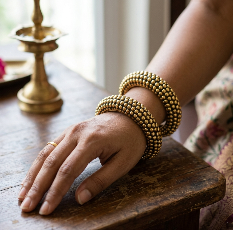 Handcrafted Wooden Studded Bangle for Women