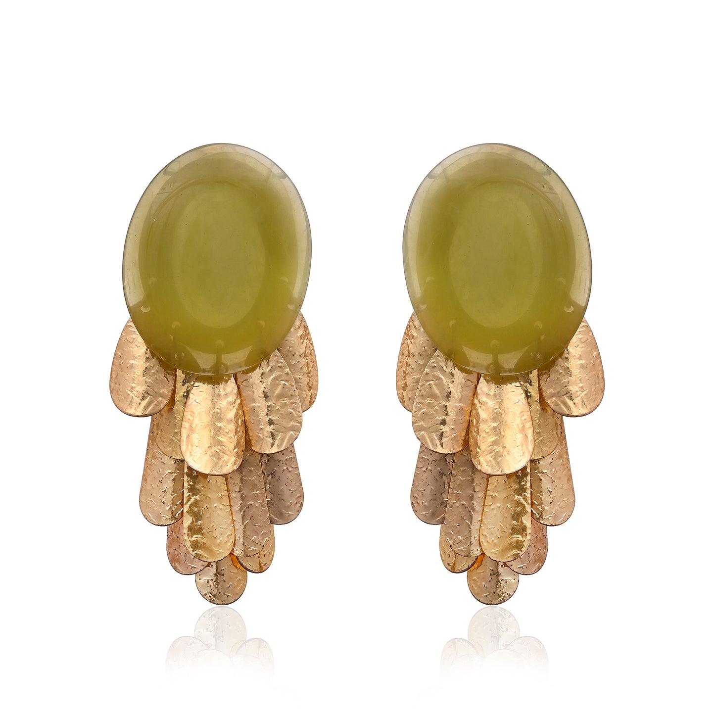 Green Gem Petal Earrings