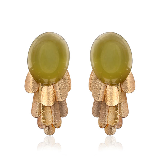 Green Gem Petal Earrings
