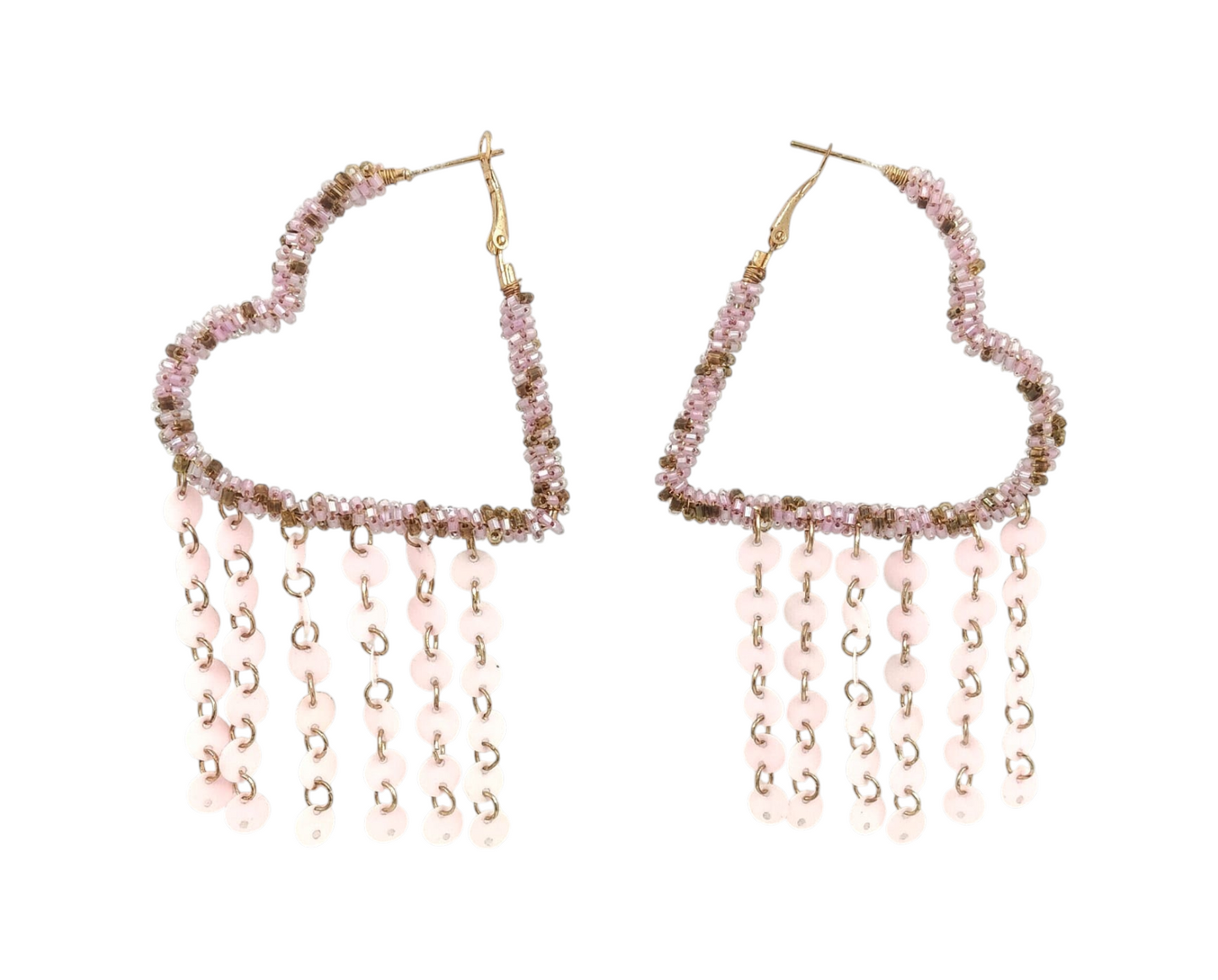 Dusty Dreams Beaded Heart Hoops