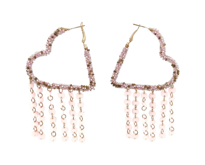 Dusty Dreams Beaded Heart Hoops