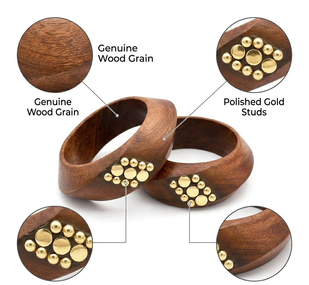 Handcrafted Wooden Bangles Set for Women