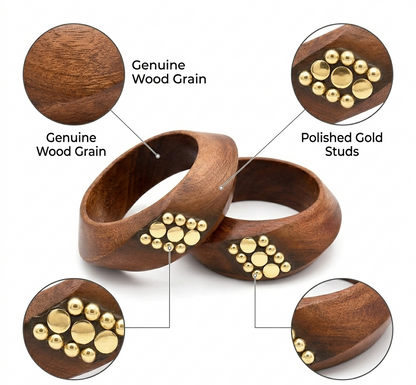 Handcrafted Wooden Bangles Set for Women