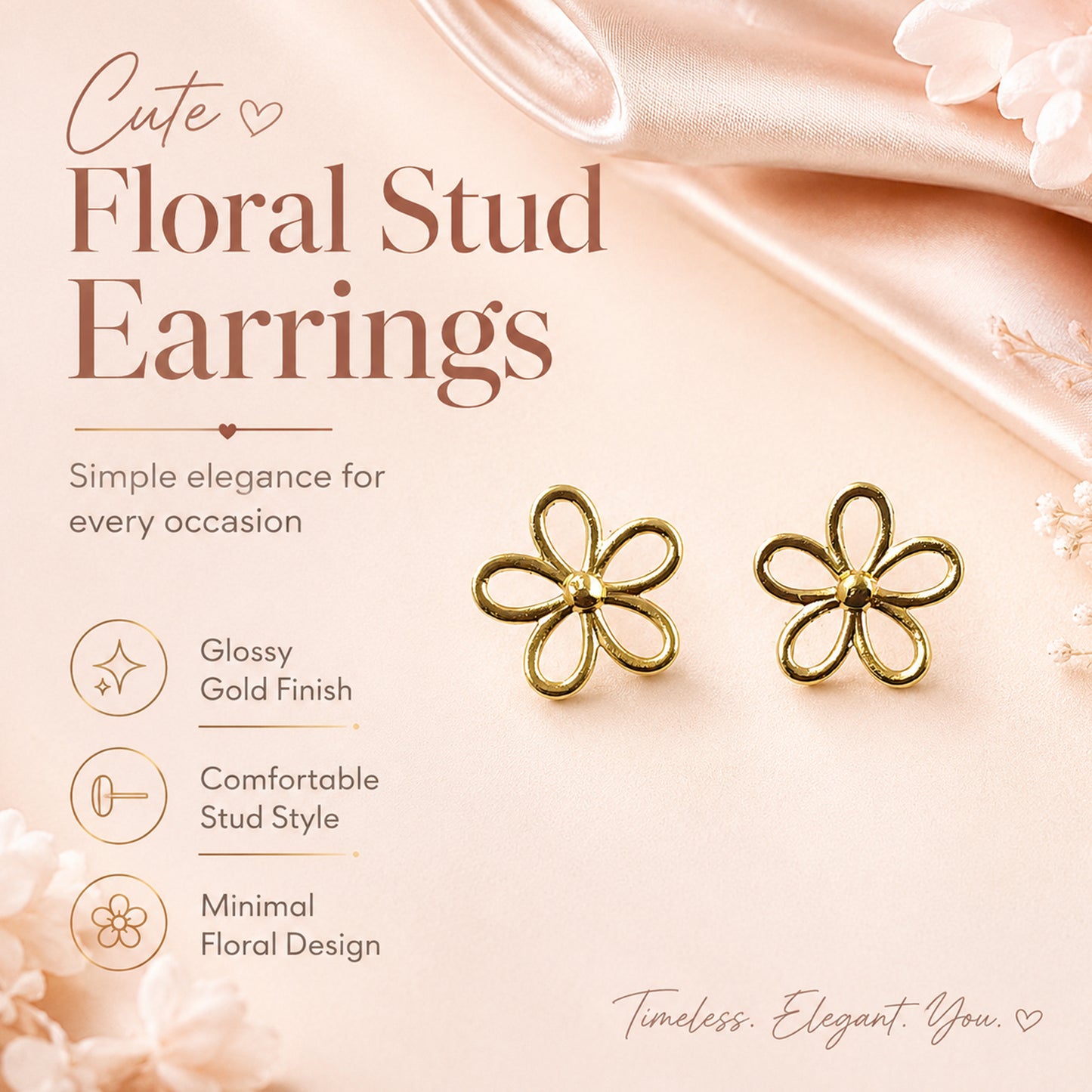 Stylish gold flower earrings for women daily wear and parties