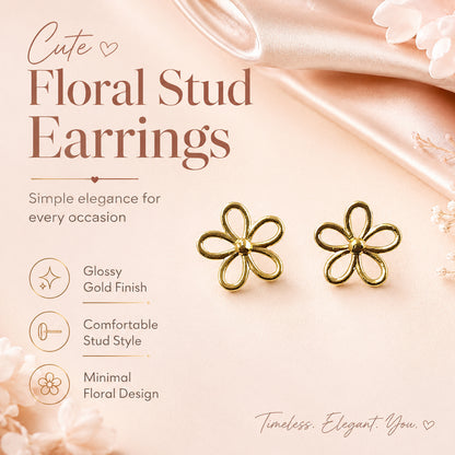 Stylish gold flower earrings for women daily wear and parties