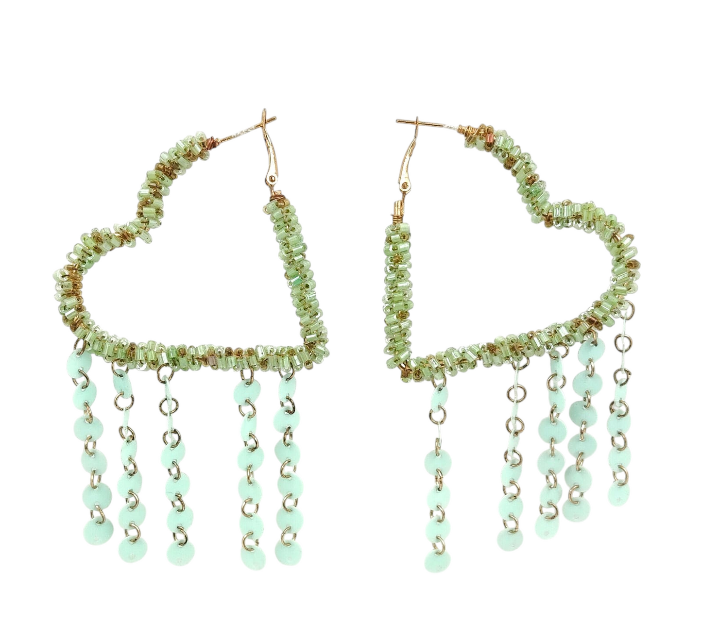 Dusty Dreams Beaded Heart Hoops