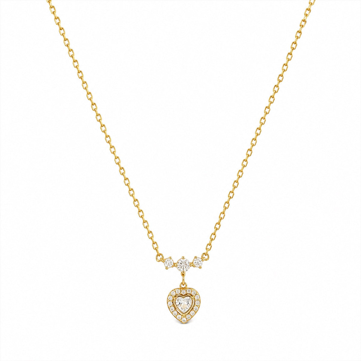 Masfaa Women Stainless Steel Heart Drop Pendant Necklace with Sparkling Halo Design