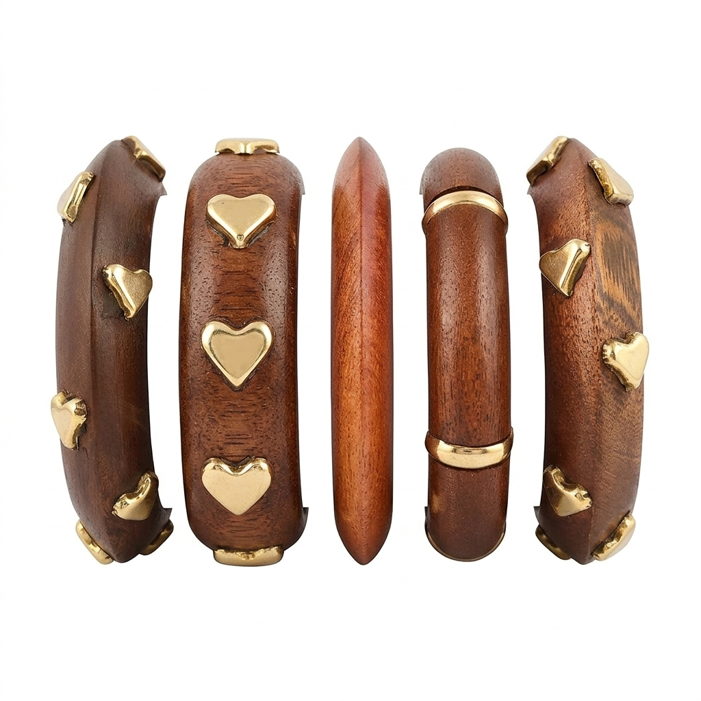 Handcrafted Wooden Bangles Set for Women