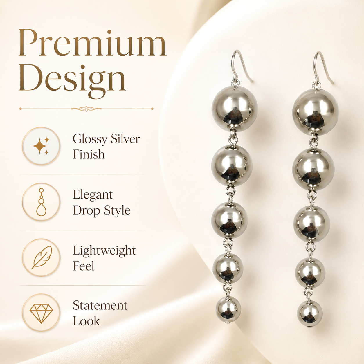 Graduated Ball Drop Earrings