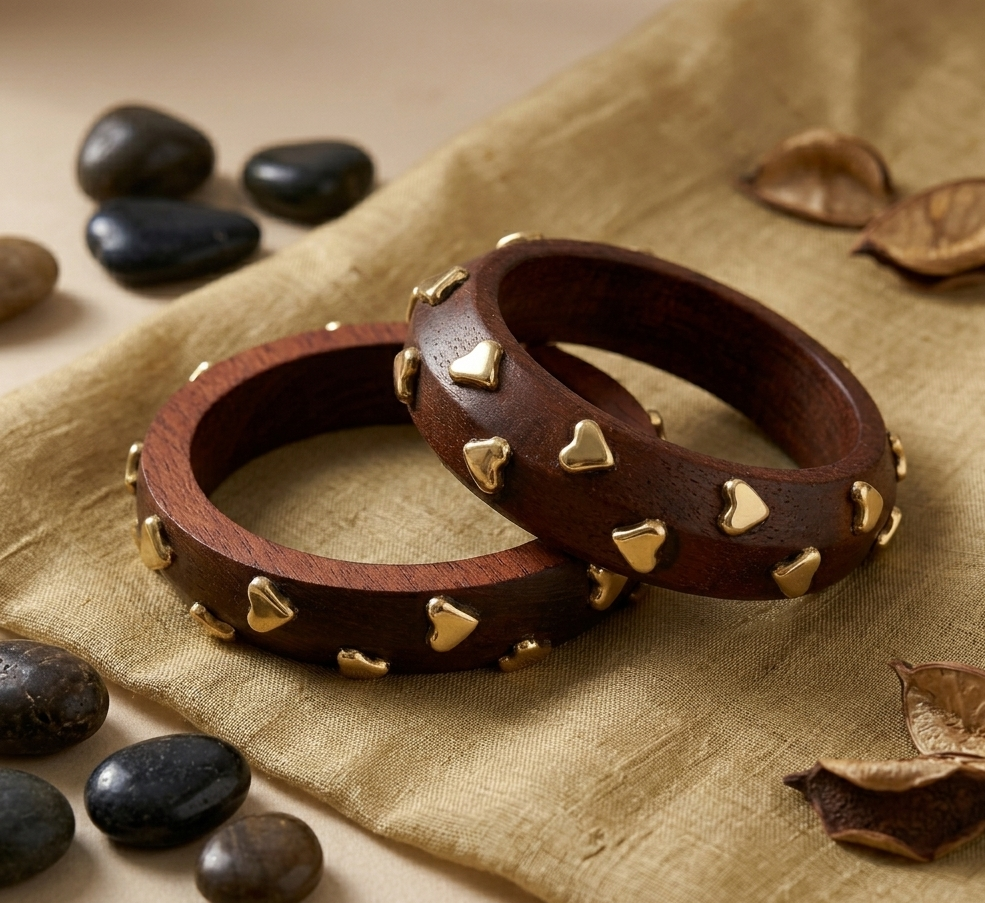 Handcrafted Wooden Bangles Set for Women