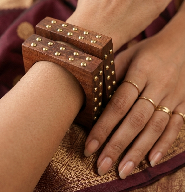 Handcrafted Wooden Bangles Set for Women
