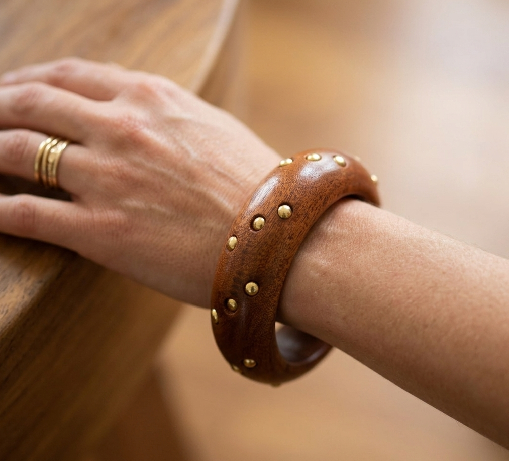 Handcrafted Wooden Studded Bangle for Women
