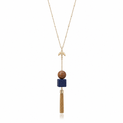 Stone & Tassel Long Necklace