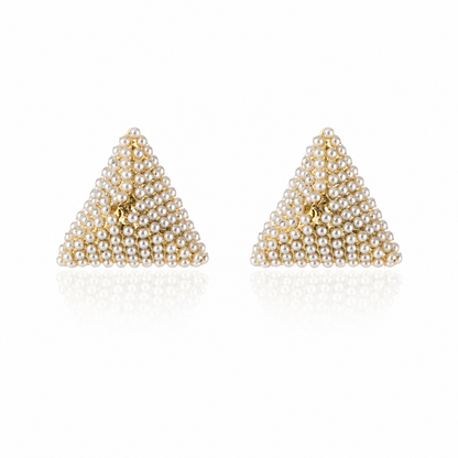 Triangle Pearl Stud Earrings for Women