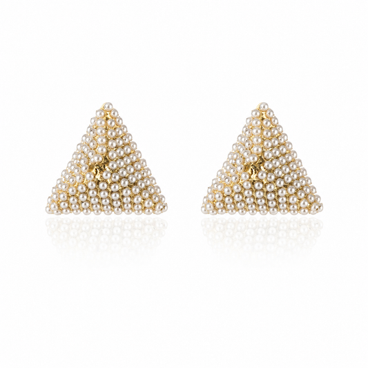Triangle Pearl Stud Earrings for Women
