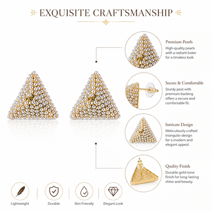 Triangle Pearl Stud Earrings for Women