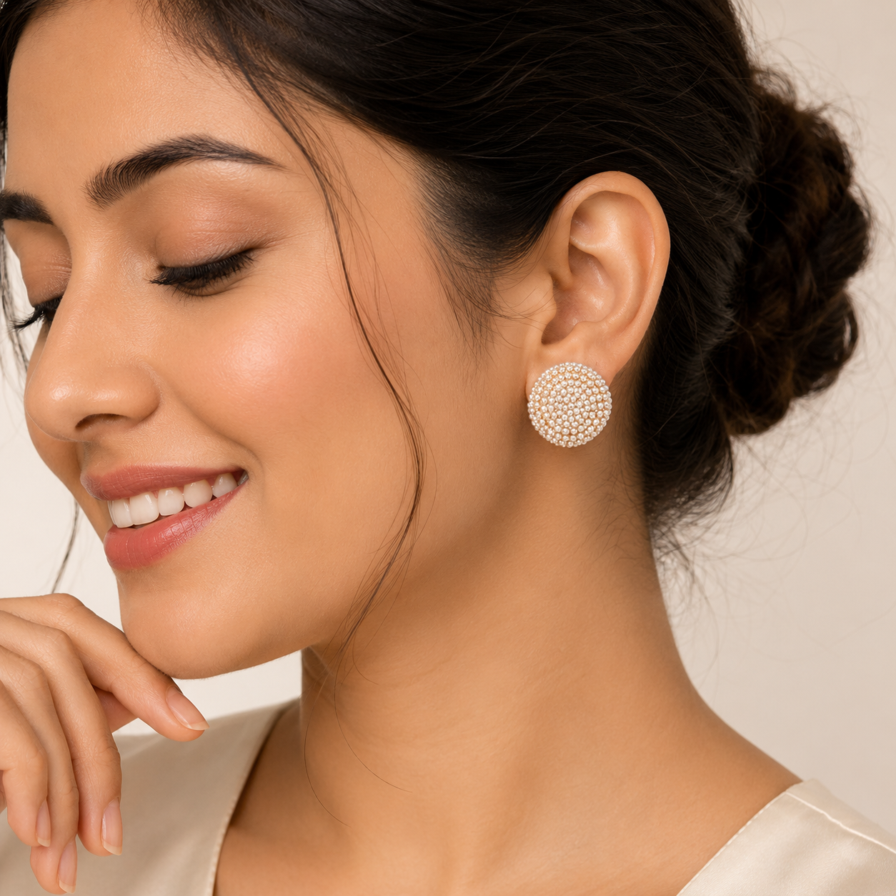 Classic Round Pearl Stud Earrings
