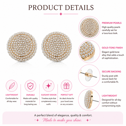Classic Round Pearl Stud Earrings