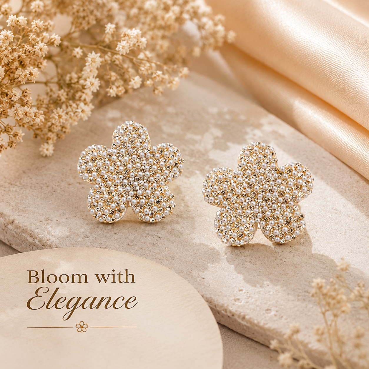 Pearl Blossom Flower Earrings