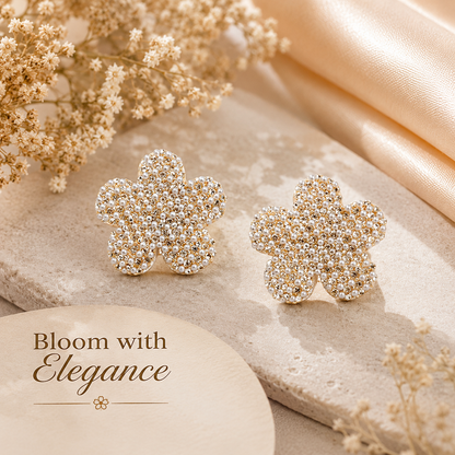 Pearl Blossom Flower Earrings