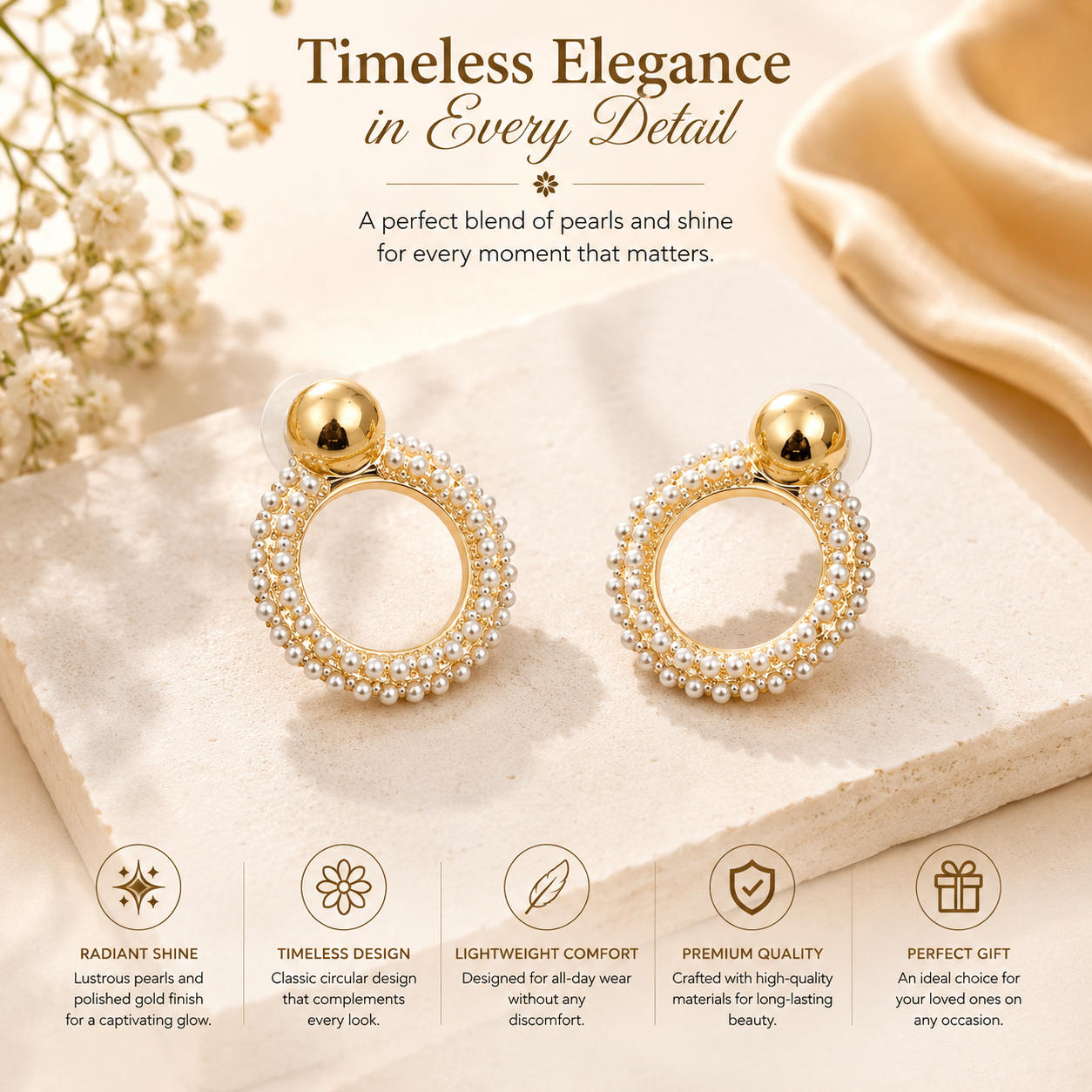Classic Pearl Circle Earrings