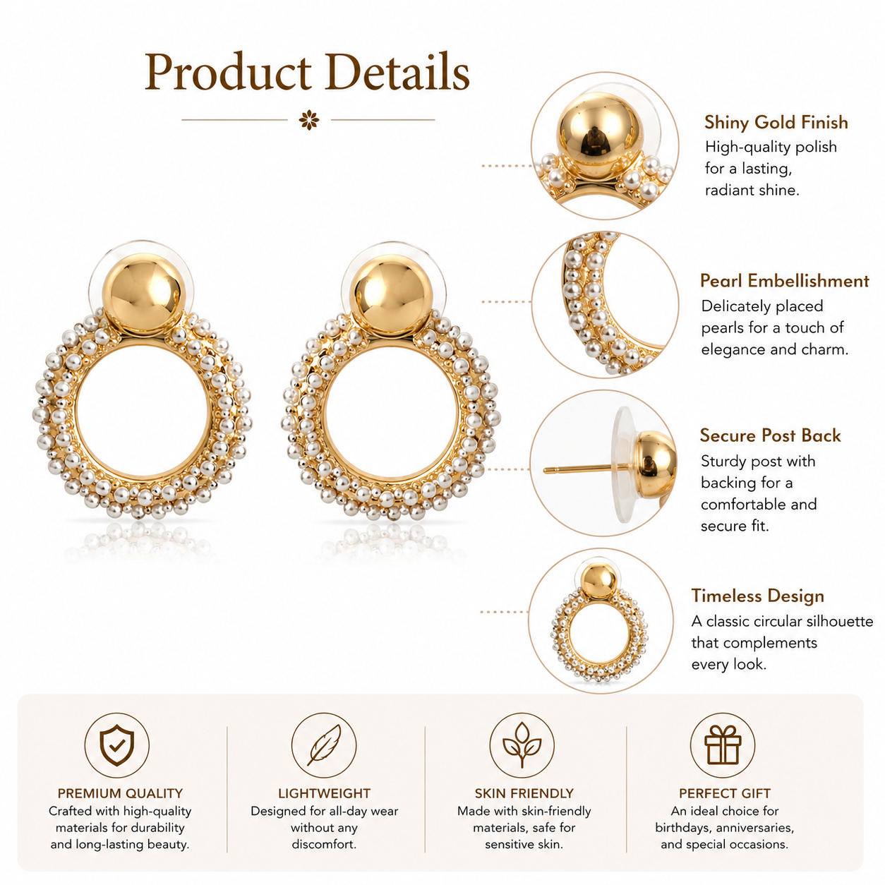 Classic Pearl Circle Earrings