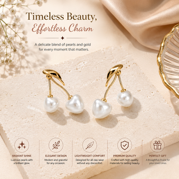 Elegant Cherry Inspired Pearl Earrings