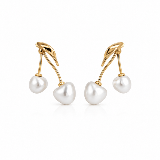 Elegant Cherry Inspired Pearl Earrings