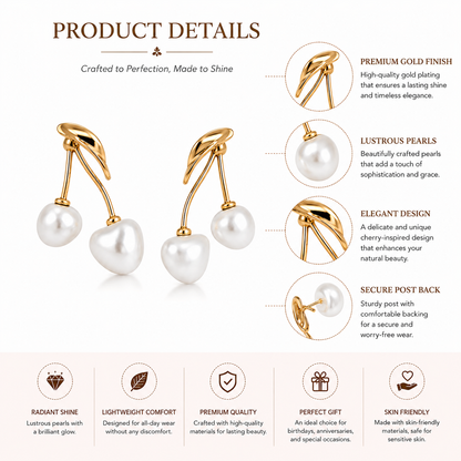 Elegant Cherry Inspired Pearl Earrings