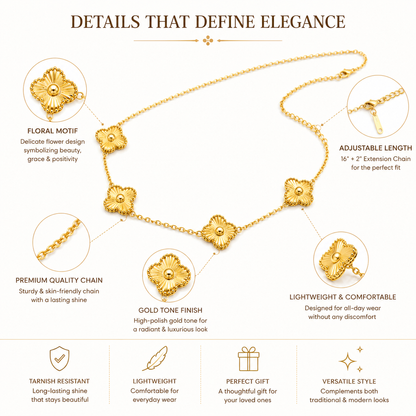 Gold Clover Charm Necklace for Women