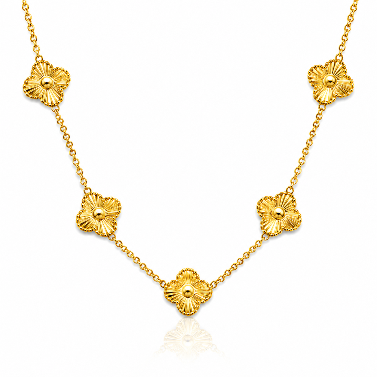 Gold Clover Charm Necklace for Women