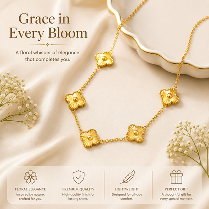Gold Clover Charm Necklace for Women
