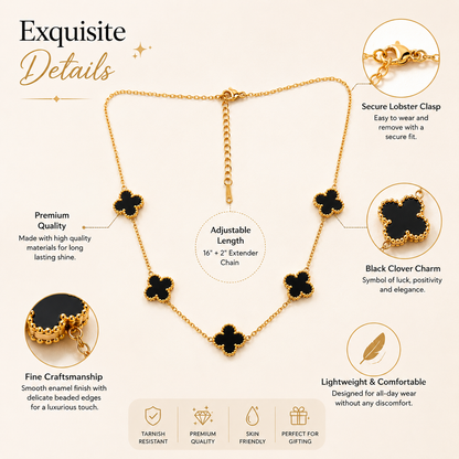 Black Clover Charm Necklace for Women