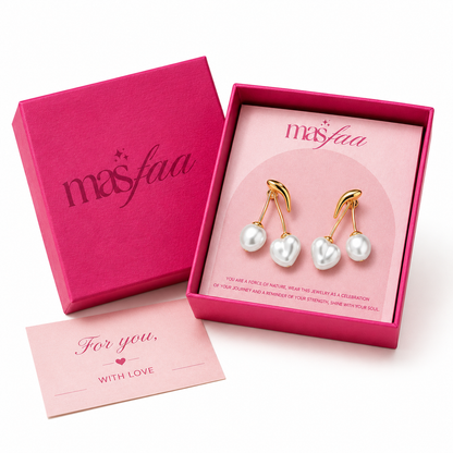 Elegant Cherry Inspired Pearl Earrings
