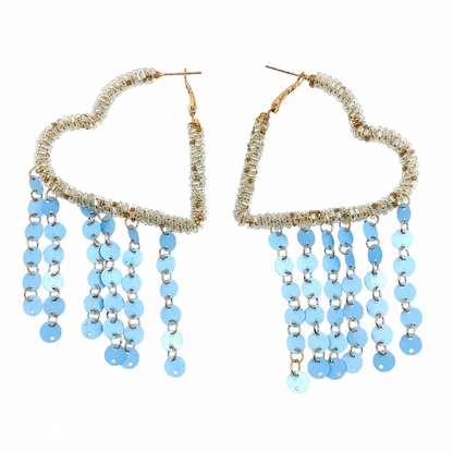 Dusty Dreams Beaded Heart Hoops