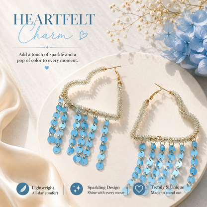 Dusty Dreams Beaded Heart Hoops