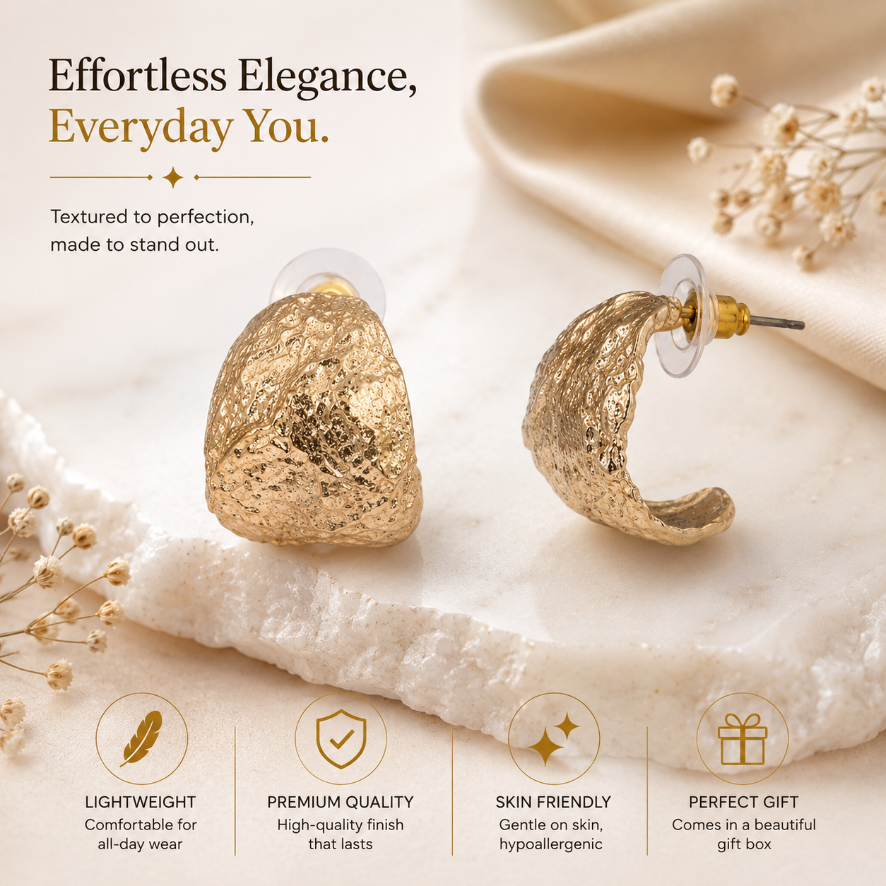 Gold Textured Metal Stud
