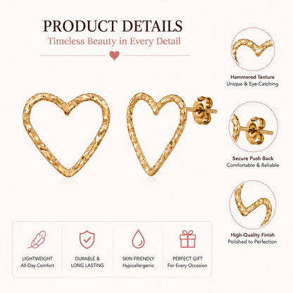Gold Tone Heart Shaped