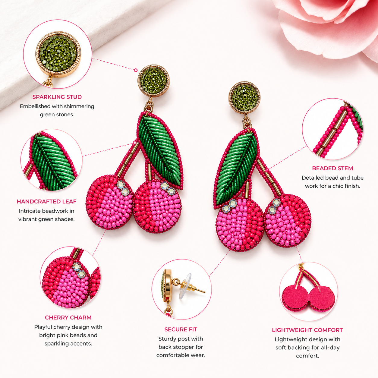 Cherry Drop Earrings for Women