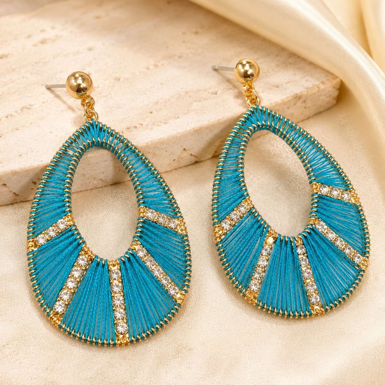 Thread Teardrop Drop Earrings